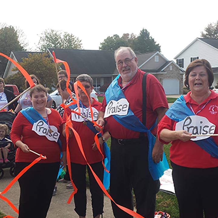 members of Centenary standing in preparation for a parade